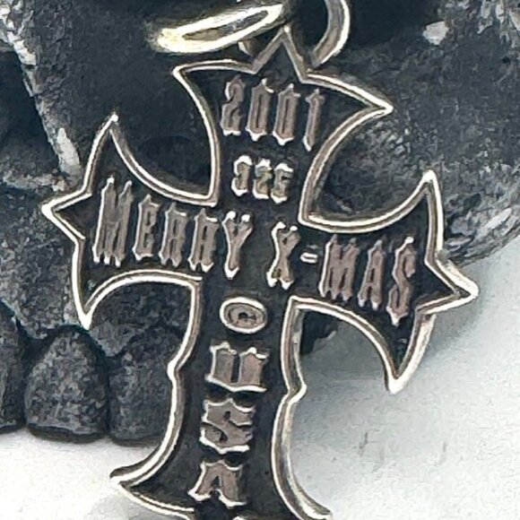 TRAVIS WALKER Double Cross Xmas 2001 Cross Pendant 925 W/Pouch & guarantee card - Picture 2 of 12